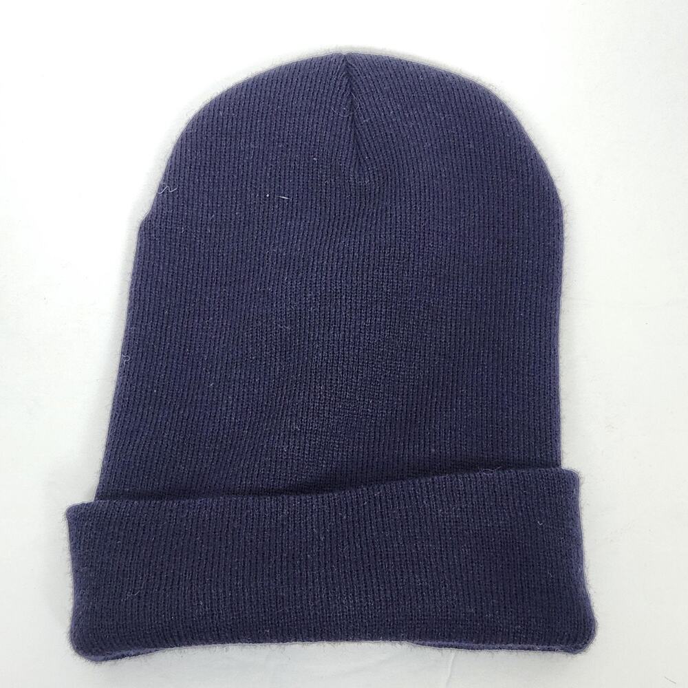 Carhartt Hat Cap Beanie Cuffed Mens One Size Blue Knit A18 Workwear Winter - Picture 2 of 5
